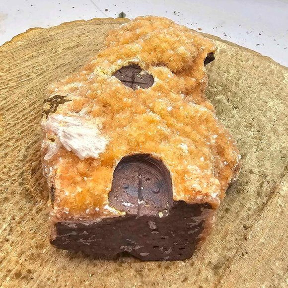 Nature Honey Crystal Cluster Hand Carved 4" Mountain House Figure - Picture 9 of 10